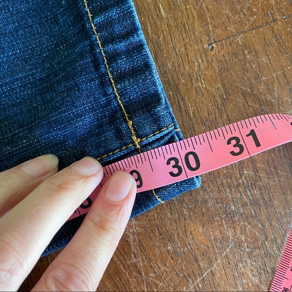 Chams Jeans Dark Wash Contrast Stitching Button Pocket 32x30 F - Picture 6 of 7